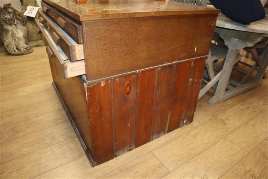 An early 20th century oak plan chest W.118cm